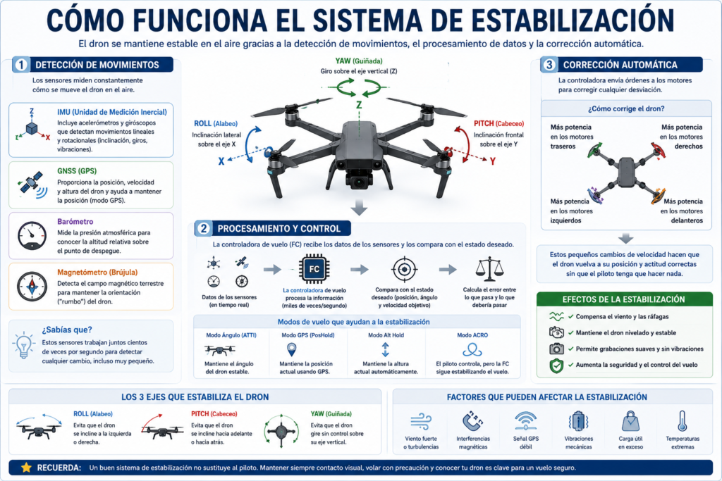 Cómo funciona la estabilización de drones
