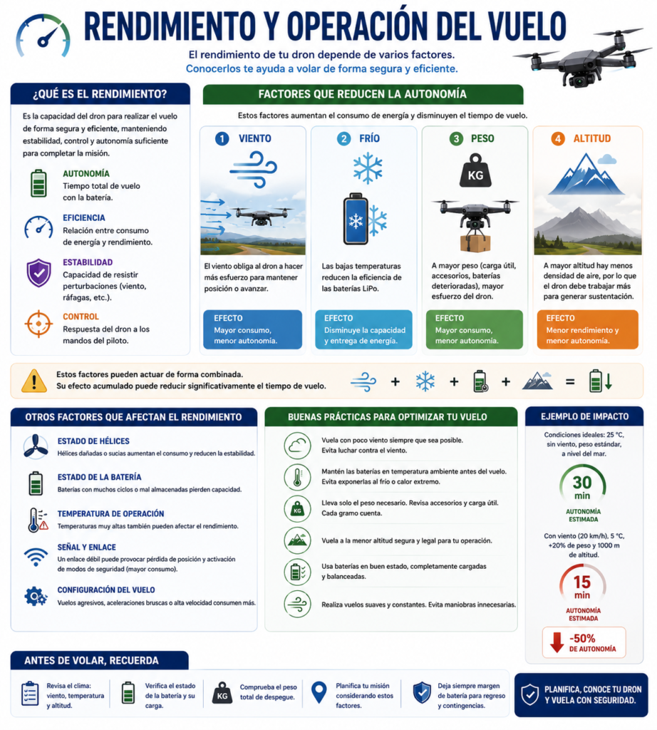 Rendimiento y operación del vuelo en drones A1/A3