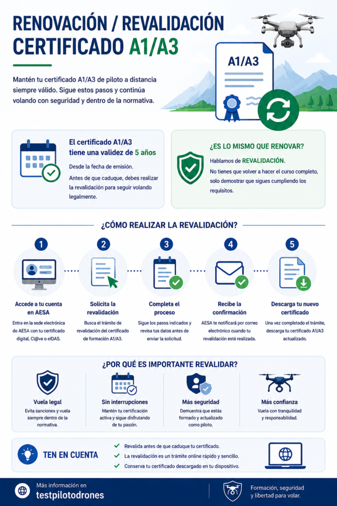 renovar o revalidar certificado A1A3 drones